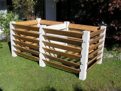 Kompostbehälter Holz Beton 2-fach